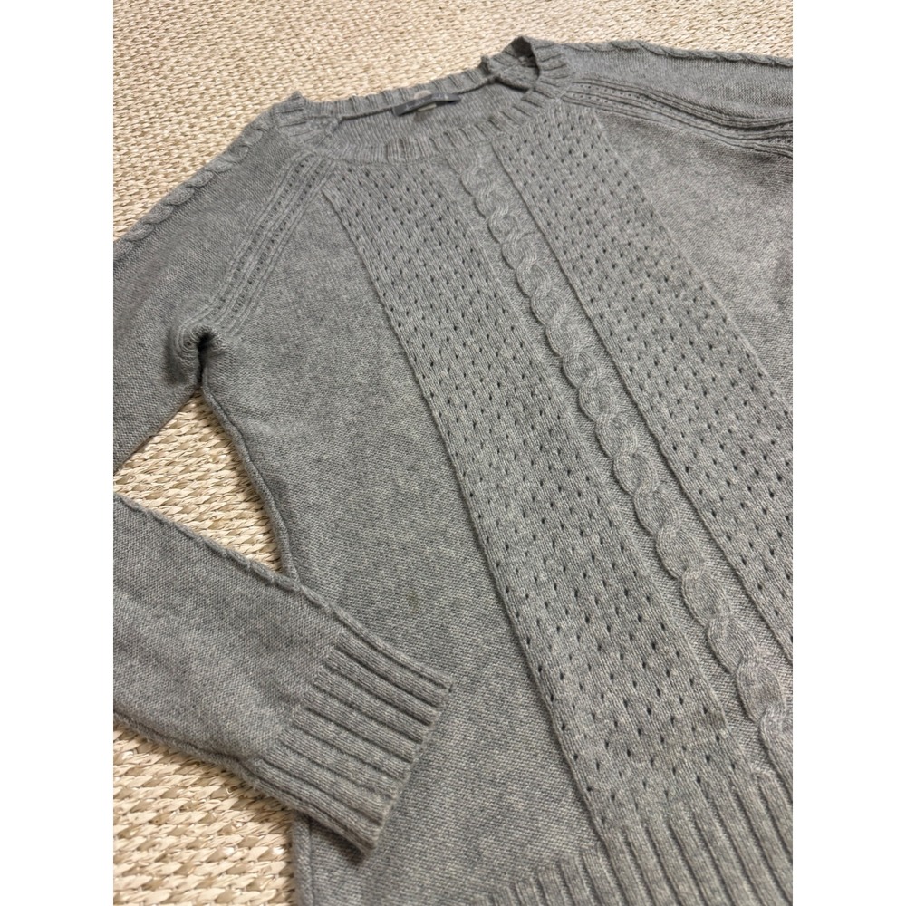 Smartwool Gray Merino Wool Cable Knit Pointelle Crew Neck Sweater Womens Medium - Picture 7 of 7